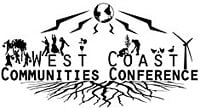 West Coast Communities Conference logo with tree and community symbols.