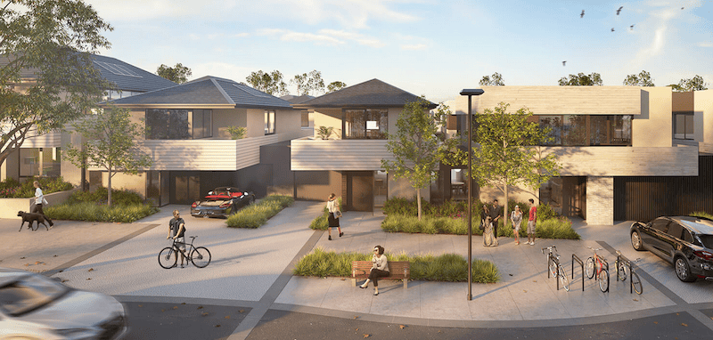 Modern residential community with eco-friendly homes and green spaces in Australia.