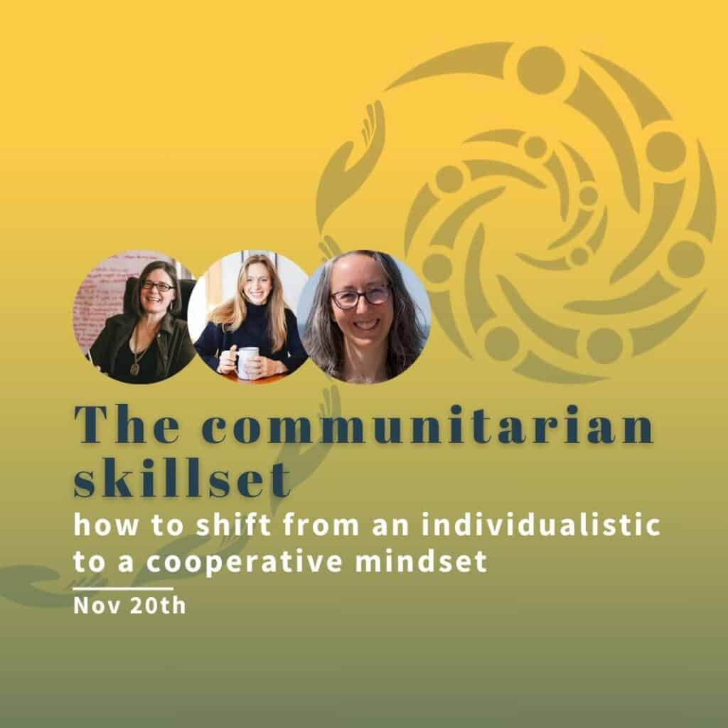 Group of women smiling at a community skills event poster.