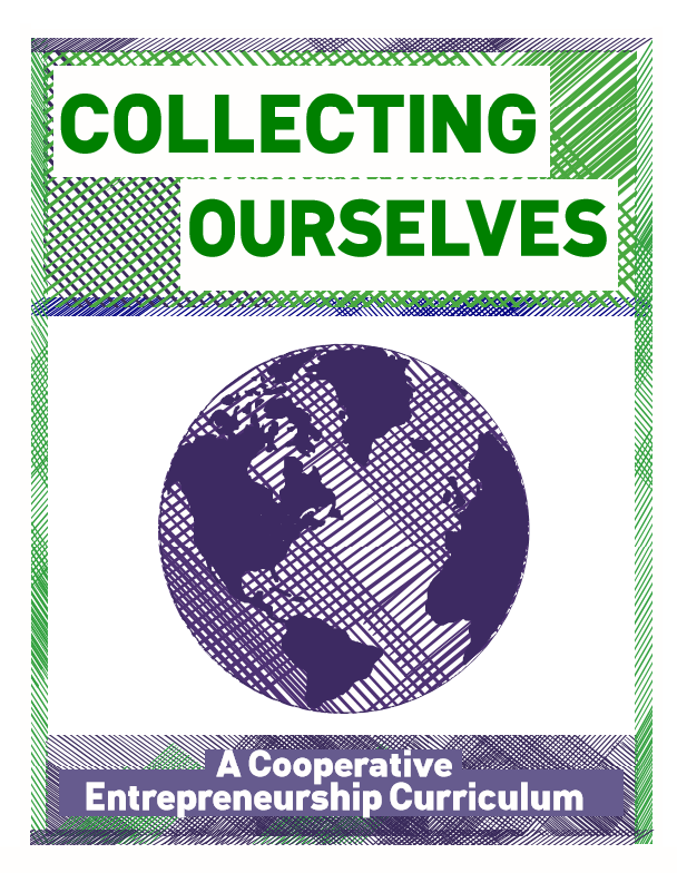 Global Earth with text 'Collecting Ourselves' for community education.