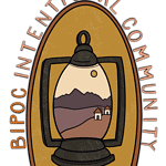 Logo of BIPOC Intentional Community Council with lantern and mountain scene.