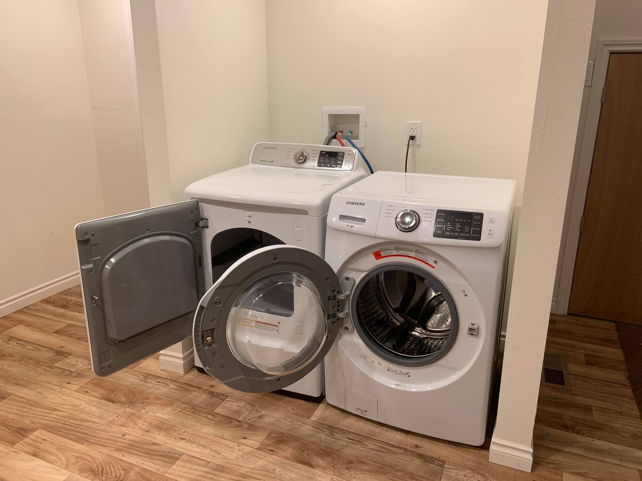 Laundry machines in eco-friendly co-housing community.