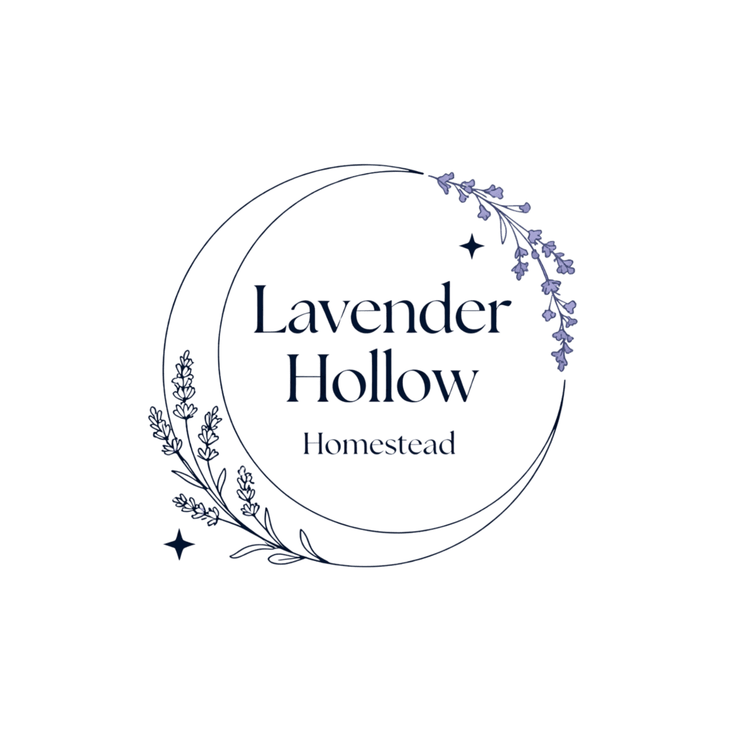 Lavender Hollow Homestead logo with lavender and stars design.