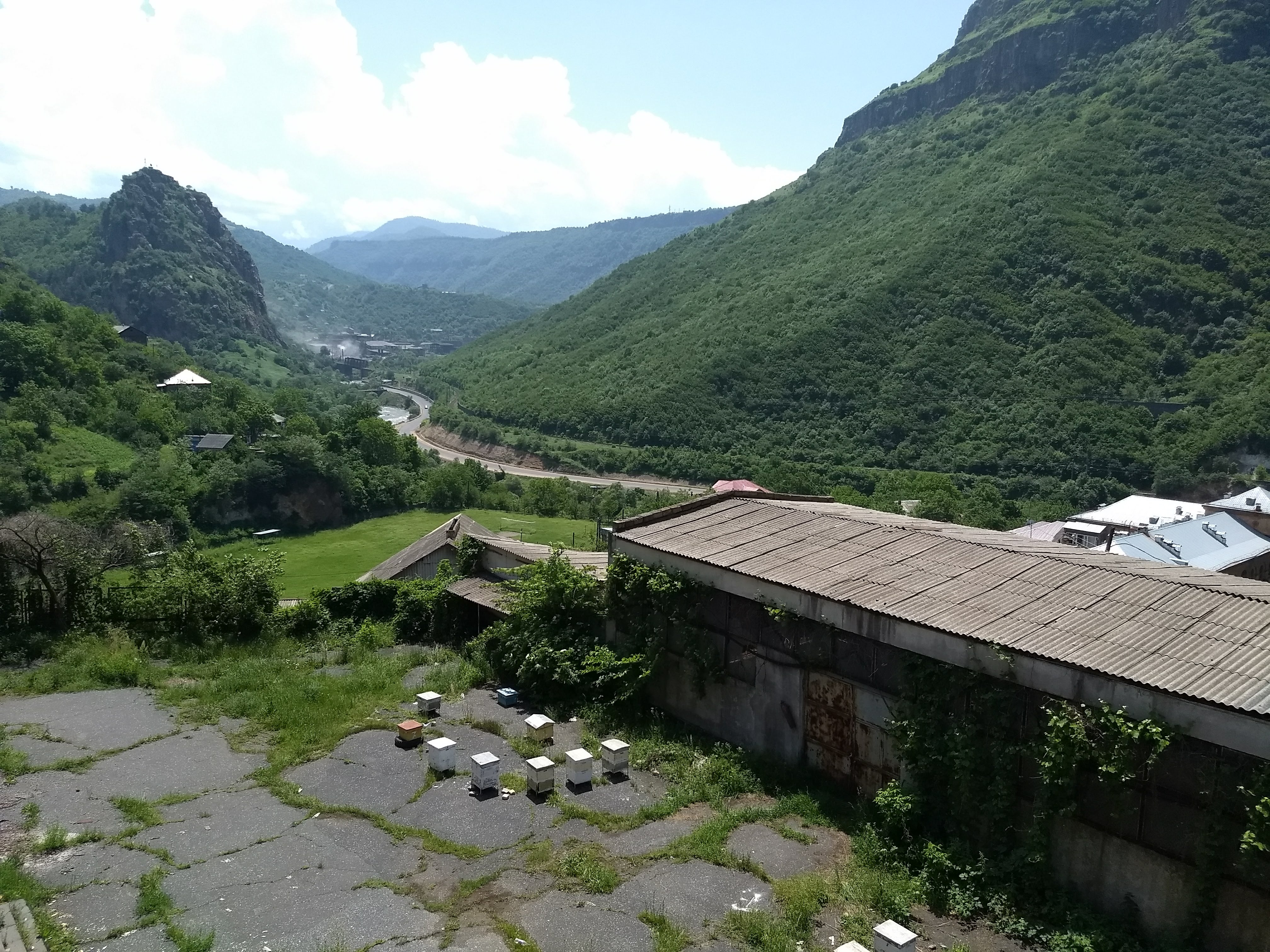 Beautiful landscape of mountains and community buildings in Abastan.