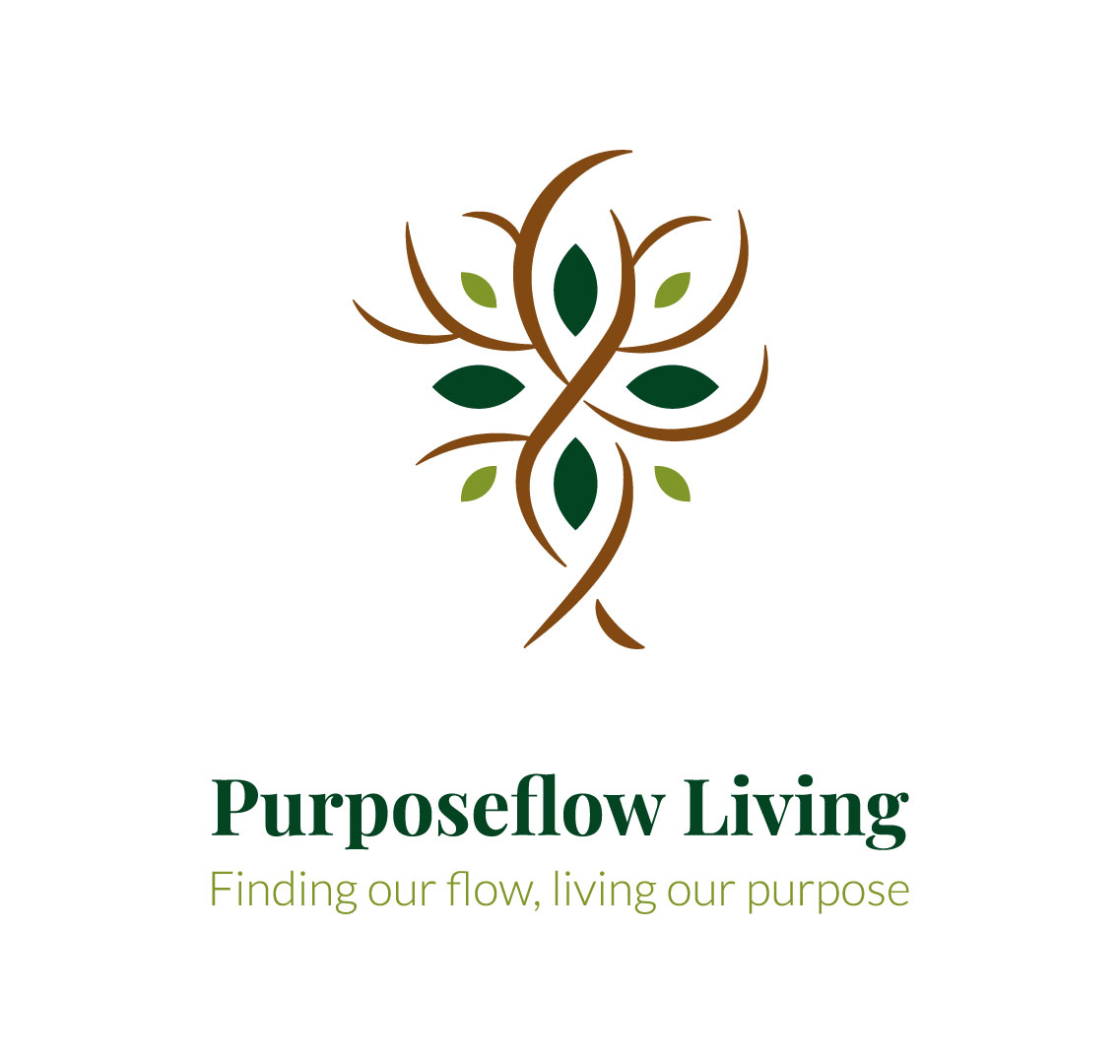 PurposeFlow Living logo with tree and leaf design for community living.