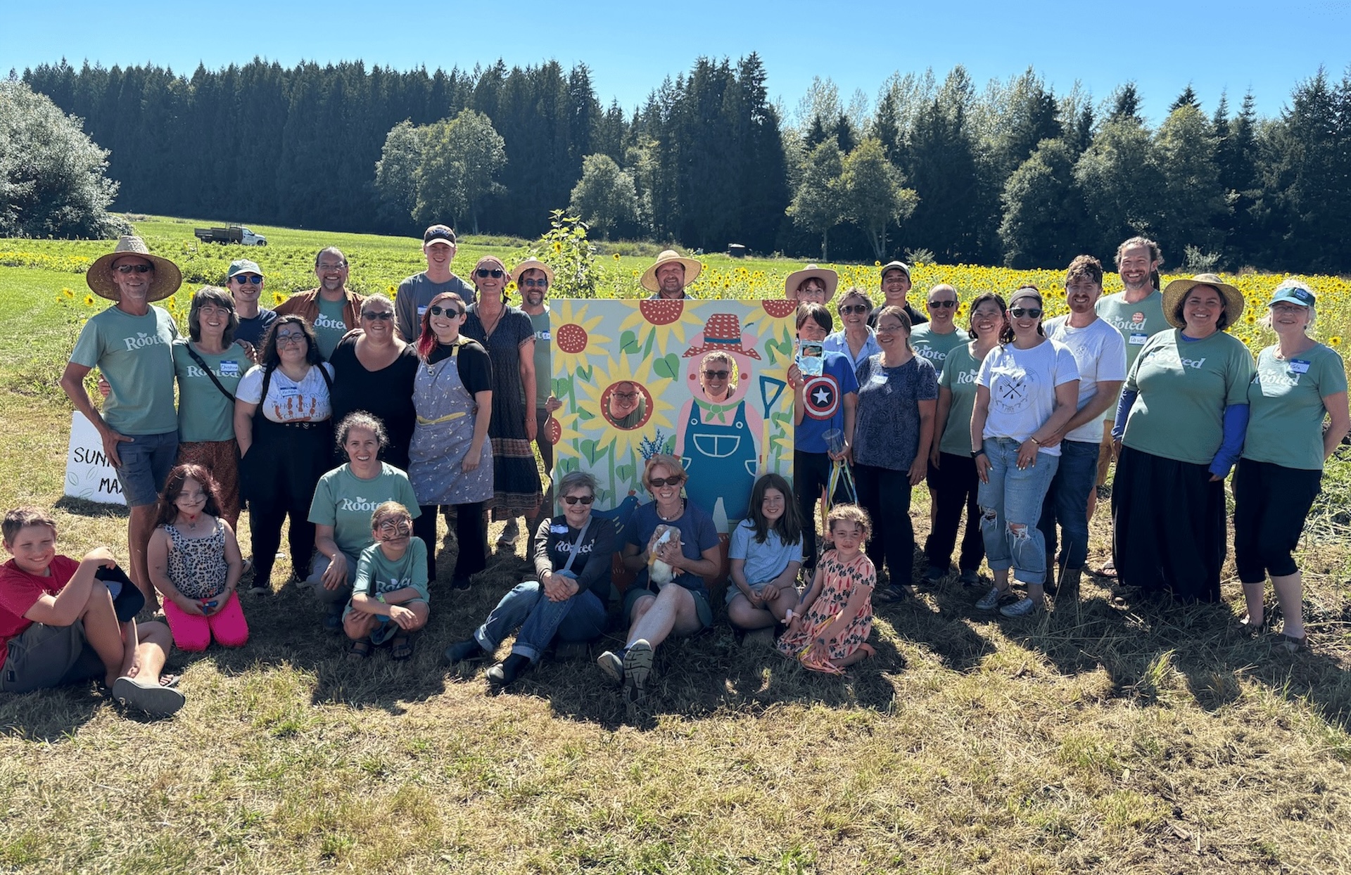 Group photo of community members at Foundation for Intentional Community event.