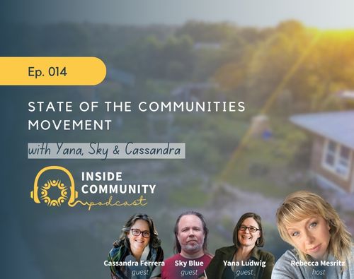 Podcast cover image with Yana, Sky, Cassandra, and Rebecca outdoors.