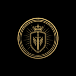 Emblem with sword, shield, crown, and wings for Foundation for Intentional Community.