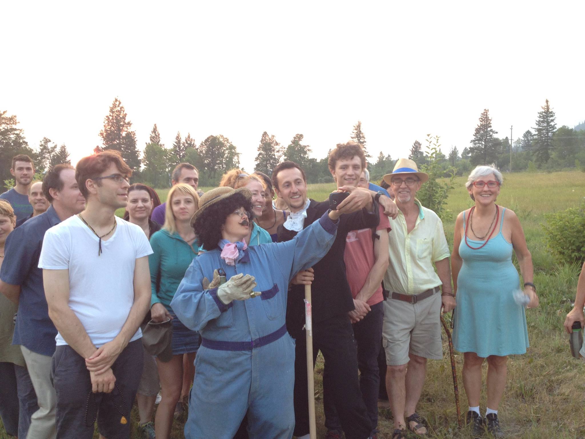 Group of people outdoors at Clear Sky Meditation and Retreat Center.