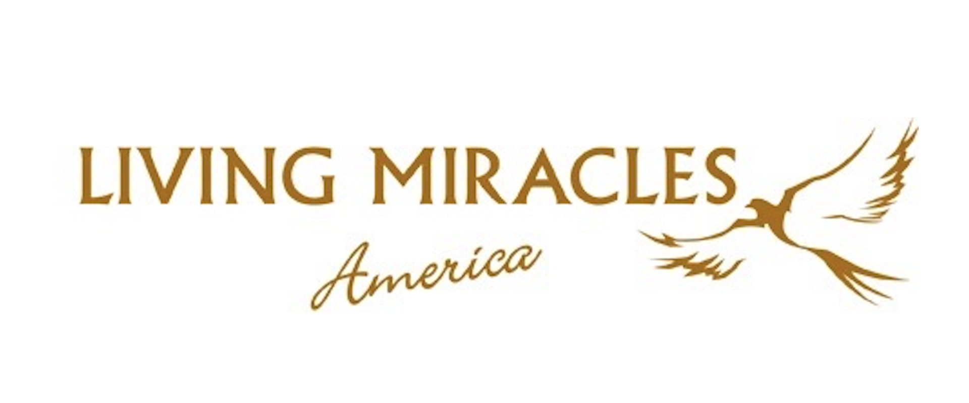 Living Miracles America logo with a flying bird symbol and elegant text.