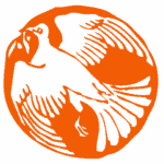 Logo of the Foundation for Intentional Community with a stylized orange and black globe.