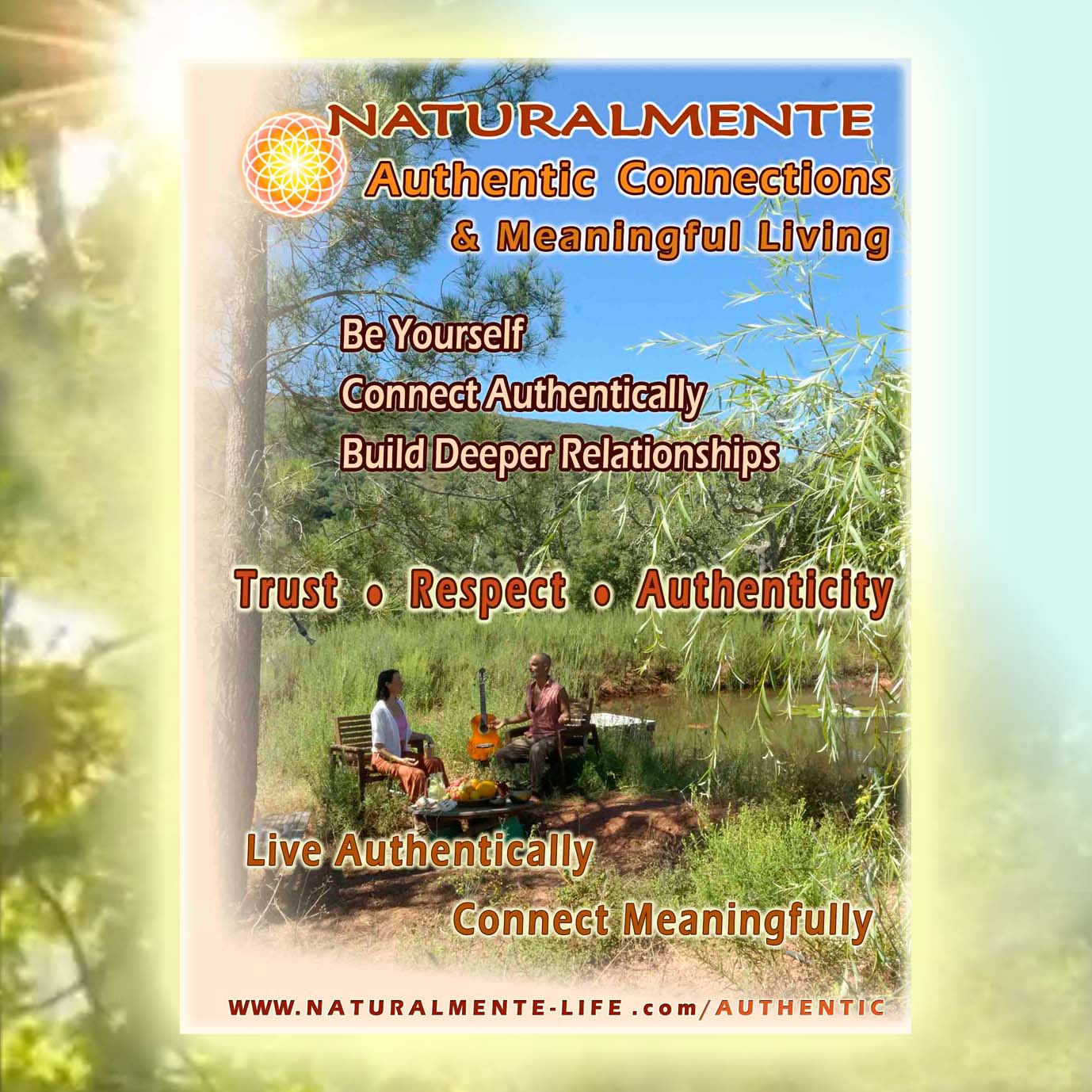 Naturalmente poster promoting authentic living and meaningful connections.