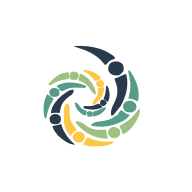 Logo of the Foundation for Intentional Community with interconnected colorful shapes.